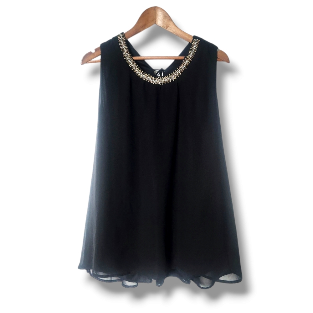 Minimi Embellished Sleeveless Swing Blouse | 3X